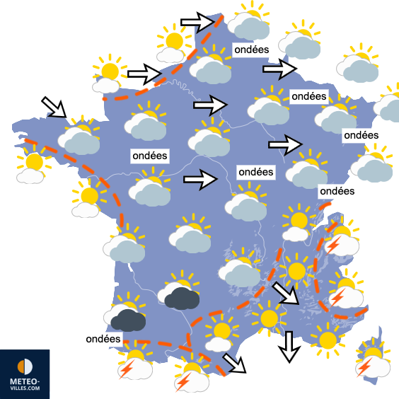 Carte de prévisions du temps du Mardi 4 août 2026