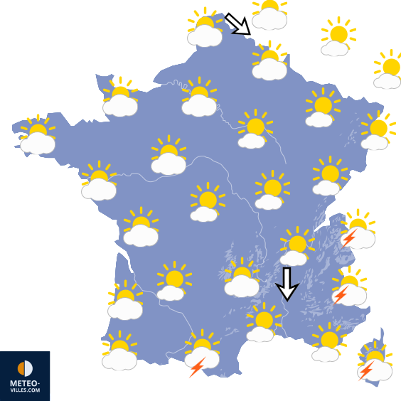 Carte de prévisions du temps du Samedi 1 août 2026