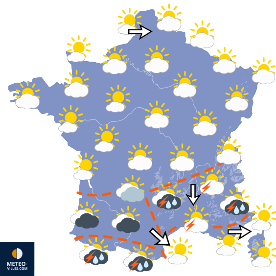 Carte de prévisions du temps du Lundi 3 août 2026