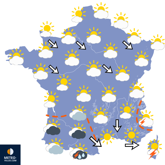 Carte de prévisions du temps du Mercredi 5 août 2026