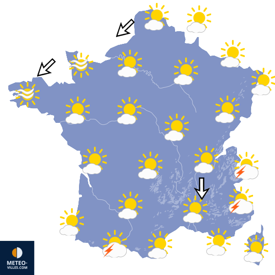 Carte de prévisions du temps du Samedi 1 août 2026