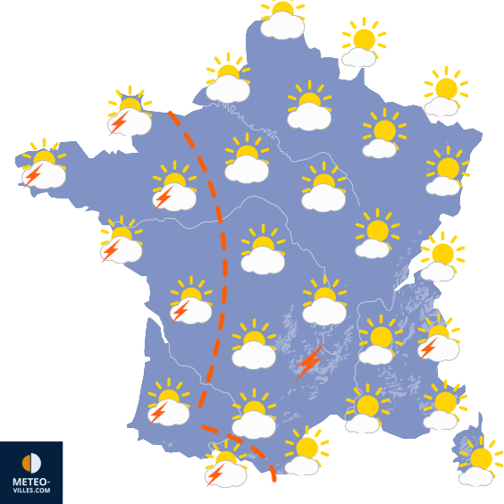 Carte de prévisions du temps du Samedi 1 août 2026