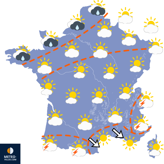 Carte de prévisions du temps du Samedi 8 août 2026