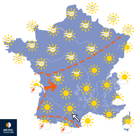 Carte de prévisions du temps du Samedi 8 août 2026
