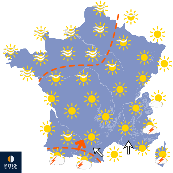 Carte de prévisions du temps du Vendredi 7 août 2026