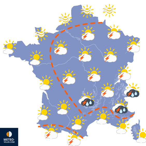 Carte de prévisions du temps du Samedi 1 août 2026
