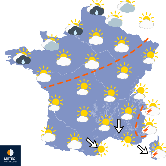 Carte de prévisions du temps du Dimanche 9 août 2026