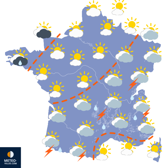 Carte de prévisions du temps du Dimanche 9 août 2026