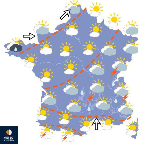 Carte de prévisions du temps du Dimanche 9 août 2026