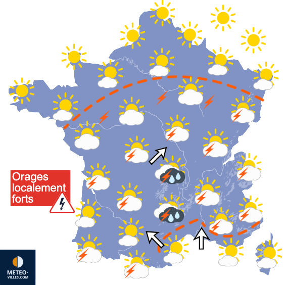 Carte de prévisions du temps du Vendredi 7 août 2026