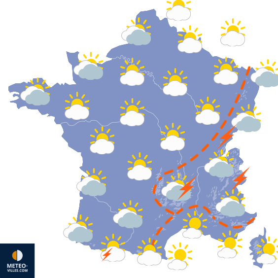 Carte de prévisions du temps du Mardi 4 août 2026