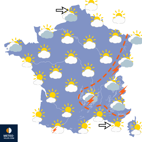 Carte de prévisions du temps du Mercredi 5 août 2026
