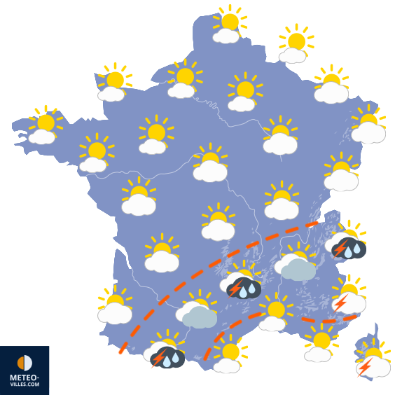 Carte de prévisions du temps du Jeudi 6 août 2026