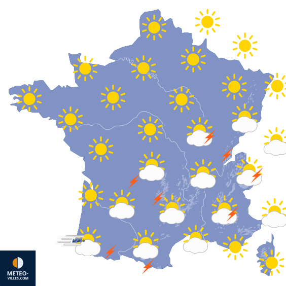 Carte de prévisions du temps du Vendredi 7 août 2026