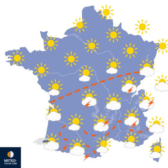 Carte de prévisions du temps du Samedi 8 août 2026