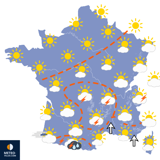 Carte de prévisions du temps du Lundi 10 août 2026