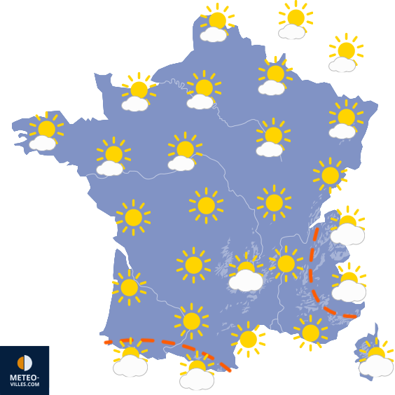 Carte de prévisions du temps du Mardi 4 août 2026