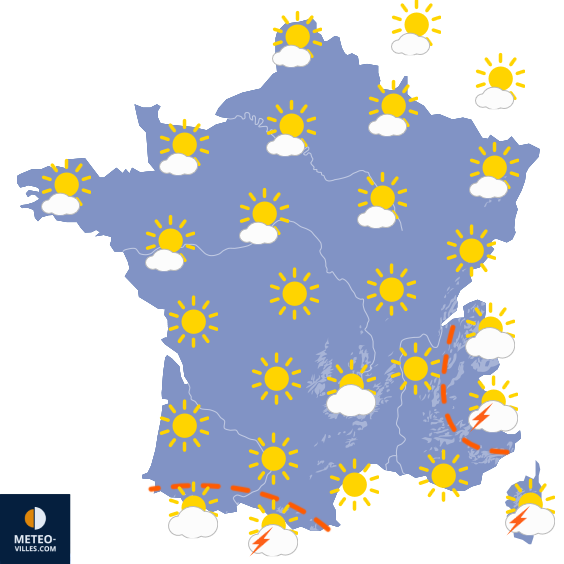 Carte de prévisions du temps du Jeudi 6 août 2026