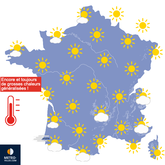 Carte de prévisions du temps du Mercredi 5 août 2026