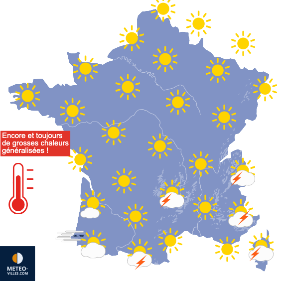 Carte de prévisions du temps du Samedi 8 août 2026