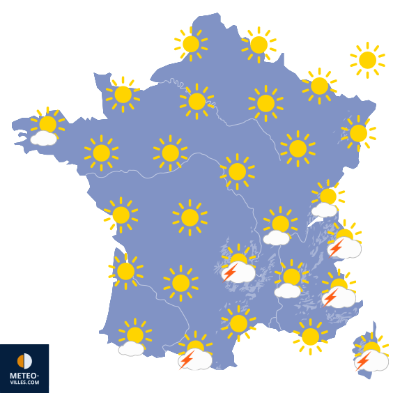 Carte de prévisions du temps du Samedi 8 août 2026