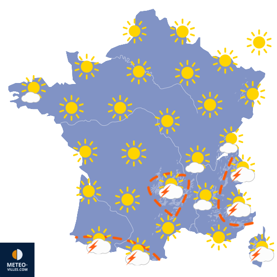 Carte de prévisions du temps du Dimanche 9 août 2026