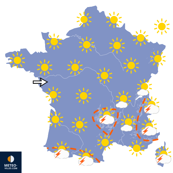 Carte de prévisions du temps du Mardi 11 août 2026