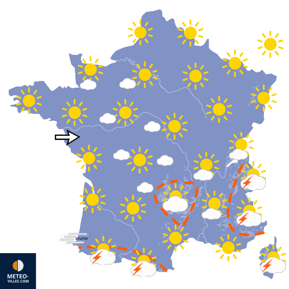 Carte de prévisions du temps du Mercredi 12 août 2026