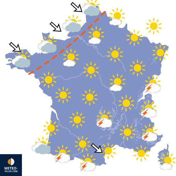Carte de prévisions du temps du Vendredi 7 août 2026