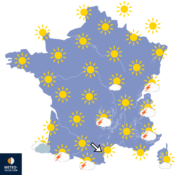Carte de prévisions du temps du Samedi 8 août 2026