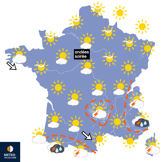 Carte de prévisions du temps du Lundi 10 août 2026