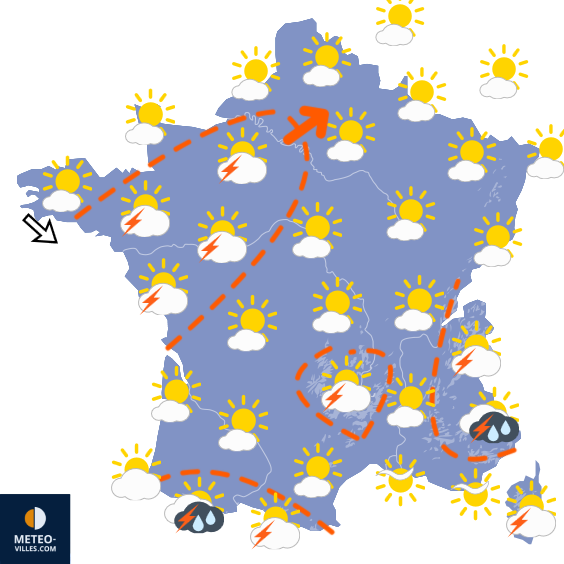 Carte de prévisions du temps du Mardi 11 août 2026