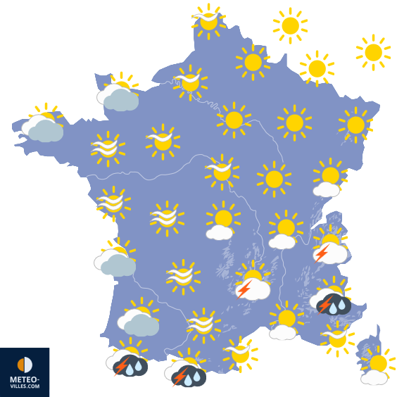 Carte de prévisions du temps du Samedi 15 août 2026