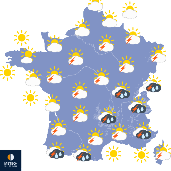 Carte de prévisions du temps du Dimanche 9 août 2026