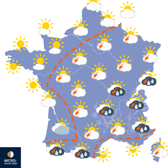 Carte de prévisions du temps du Samedi 15 août 2026