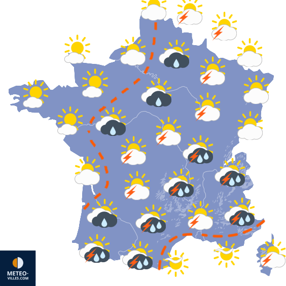 Carte de prévisions du temps du Samedi 15 août 2026