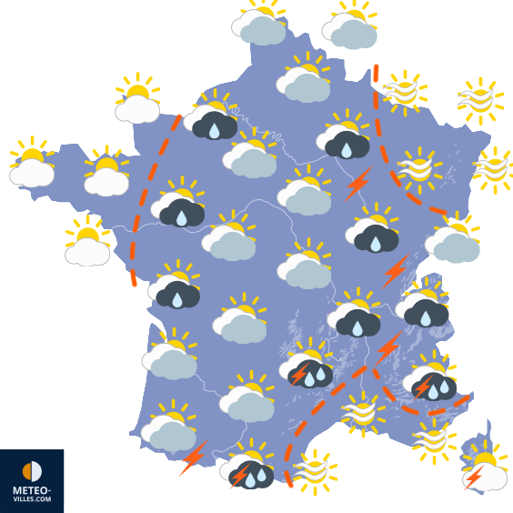 Carte de prévisions du temps du Mercredi 12 août 2026