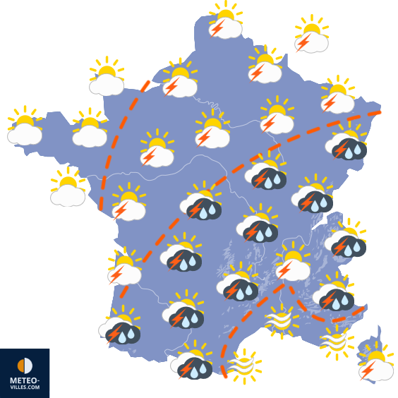 Carte de prévisions du temps du Mercredi 12 août 2026