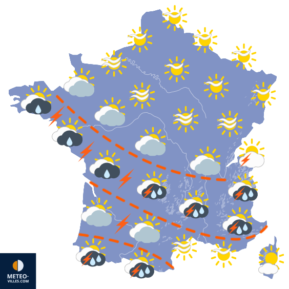 Carte de prévisions du temps du Samedi 8 août 2026