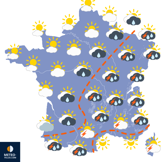 Carte de prévisions du temps du Mercredi 12 août 2026