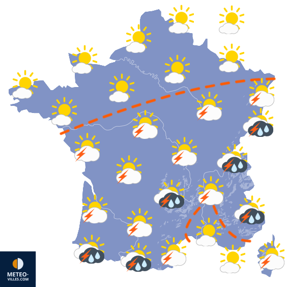 Carte de prévisions du temps du Jeudi 13 août 2026