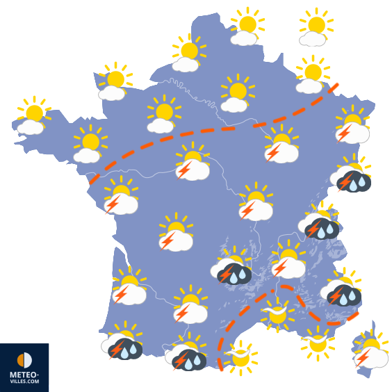 Carte de prévisions du temps du Vendredi 14 août 2026