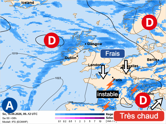Carte de prévisions d'europe du Dimanche 16 août 2026