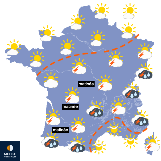 Carte de prévisions du temps du Dimanche 16 août 2026