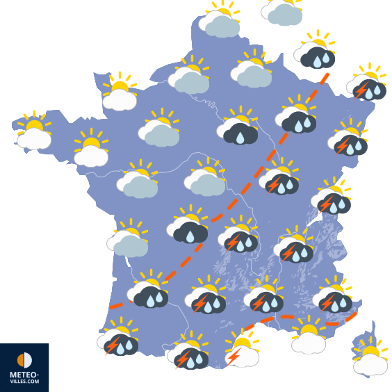 Carte de prévisions du temps du Mardi 11 août 2026