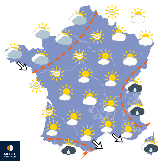 Carte de prévisions du temps du Mercredi 12 août 2026