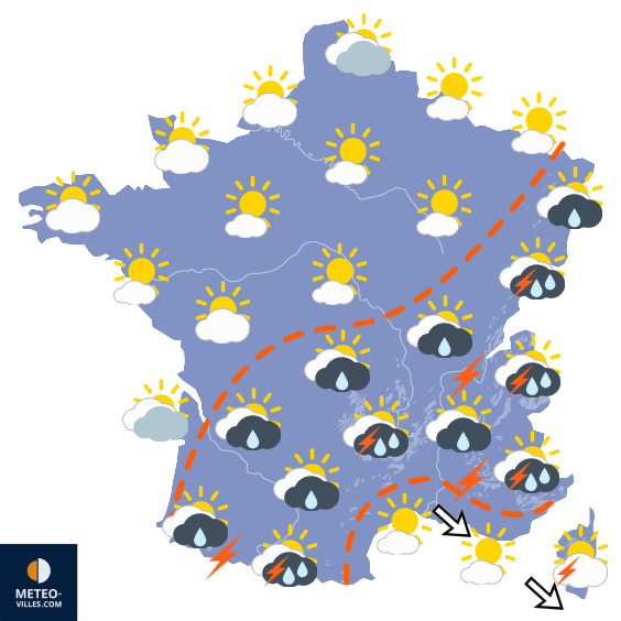 Carte de prévisions du temps du Jeudi 13 août 2026
