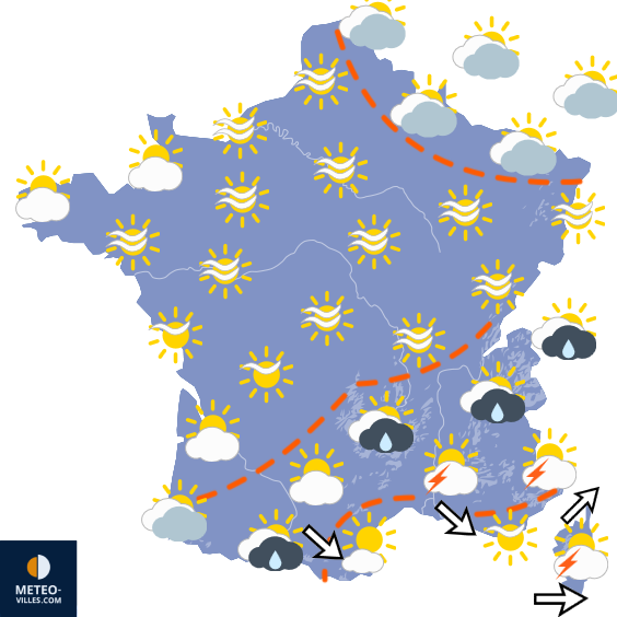 Carte de prévisions du temps du Vendredi 14 août 2026