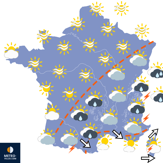 Carte de prévisions du temps du Dimanche 16 août 2026