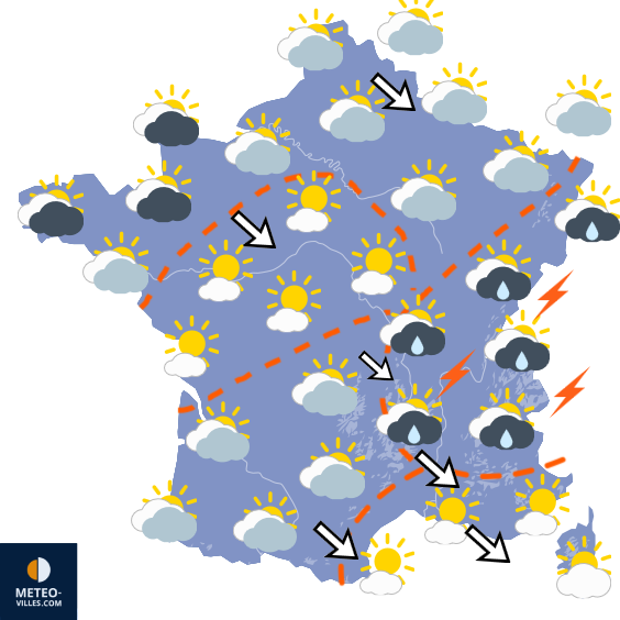 Carte de prévisions du temps du Dimanche 16 août 2026